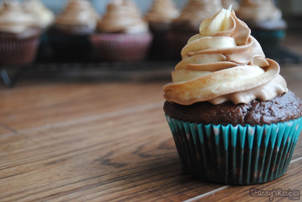 Chocolate Cupcakes with Vanilla and Nutella Swirl Frosting (Gluten Free)