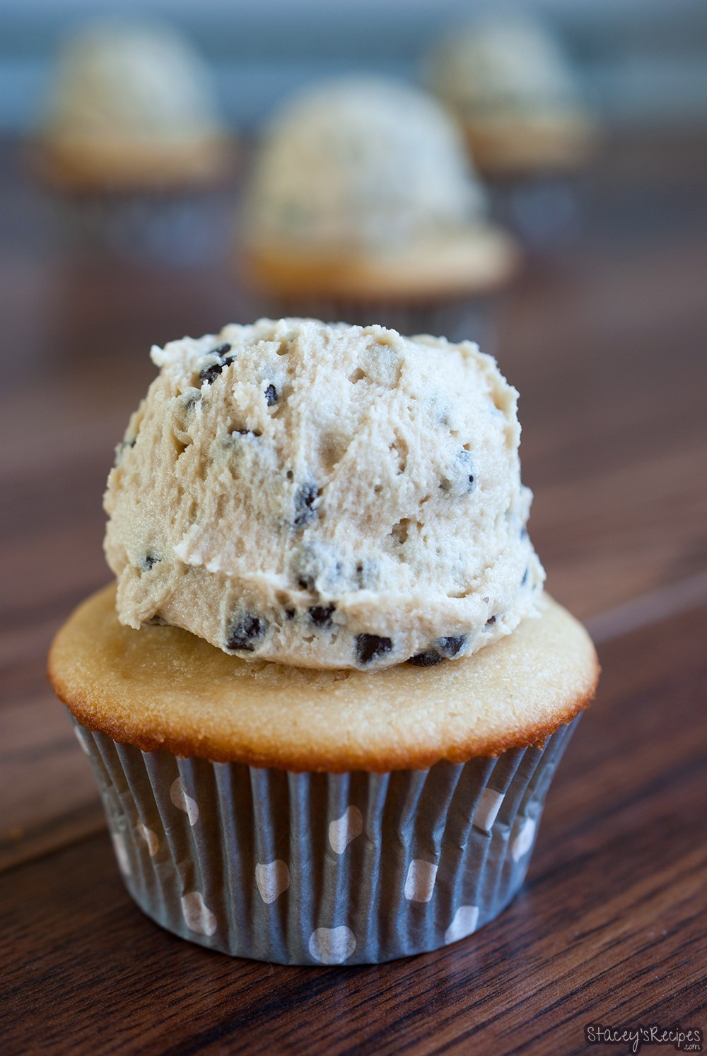 Vanilla Cupcakes with Cookie Dough Frosting