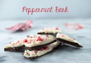 Peppermint Bark - A classic holiday snack that is easy to throw together, only takes 4 ingredients and tastes amazing! | www.staceysrecipes.com