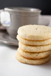 No-roll sugar cookies infused with Earl Grey tea with a crisp sugared edge. | www.staceysrecipes.com