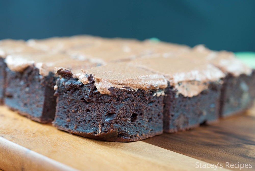 Treat yourself to these grain free, chocolately brownies packed with sweet potatoes and peanut butter. Smother them in a mocha frosting and enjoy! | https://www.staceysrecipes.com